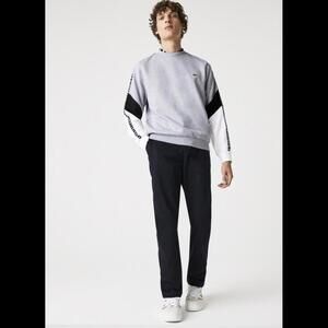 Men’s Crew Neck Lettered Colorblock Sleeved Fleece Sweatshirt Size Small